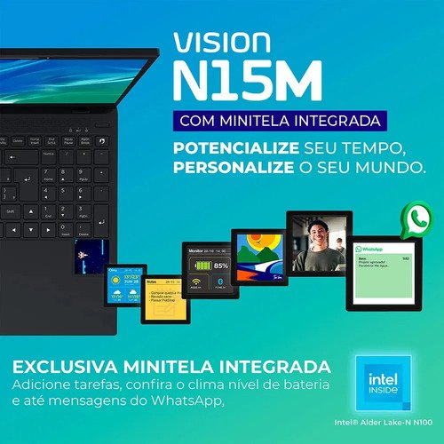 Notebook Positivo Vision N15M Intel N100 8GB RAM 128GB SSD, Windows 11 Home e Tela 15.6" Full HD IPS Antirreflexo