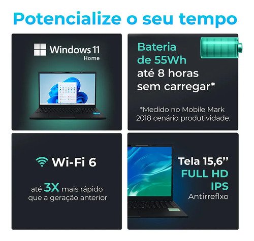 Notebook Positivo Vision N15M Intel N100 8GB RAM 128GB SSD, Windows 11 Home e Tela 15.6" Full HD IPS Antirreflexo