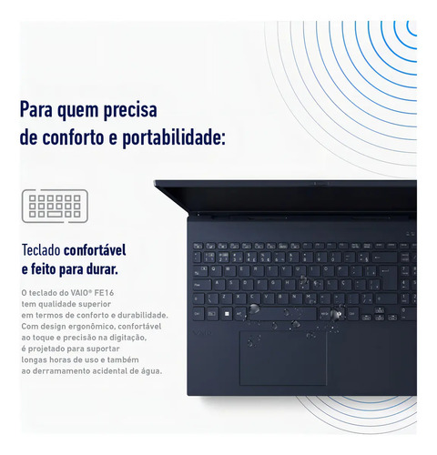 Notebook VAIO FE16 AMD Ryzen 5-5625U Windows 11 Home 12GB RAM 512GB SSD Tela 16" IPS WUXGA Antirreflexo - VJFE69F11X-B1221H - Cinza Grafite