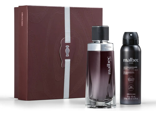 O boticario malbec icon kit presente 2 itens