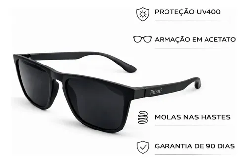 Óculos De Sol Masculino Quadrado Acetato Uv400 Original
