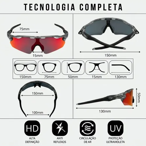 Óculos Esportivo Pace Premium Proteção Uv400 Baixa Ciclismo