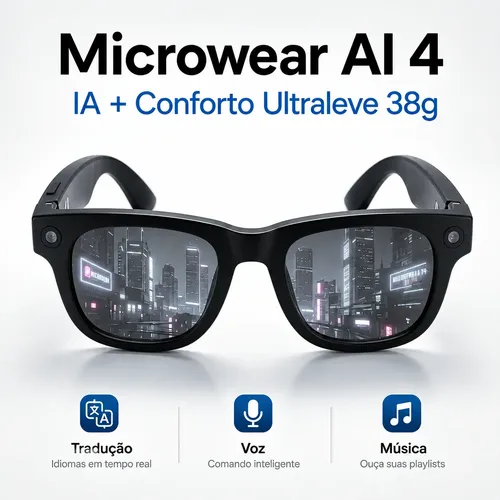 Oculos inteligente tradutor ia microwear bluetooth 53 preto