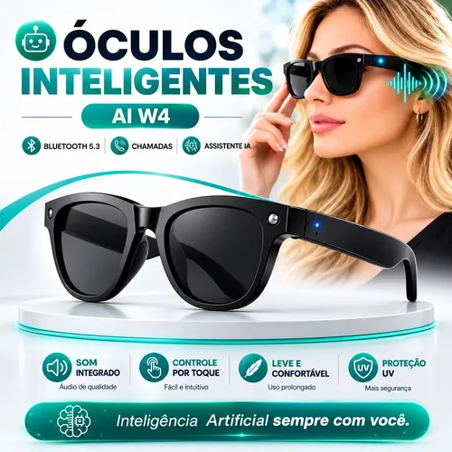 Óculos Inteligente Tradutor Ia Microwear Bluetooth 5.3 Preto
