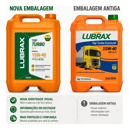 Óleo Motor 15w40 Top Turbo Essencial Lubrax 20 Litros