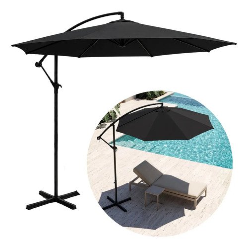 Ombrelone lateral preto 3 metros maxhouse reclinavel com pro