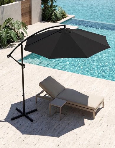 Ombrelone Lateral Preto 3 Metros MaxHouse Reclinável Com Proteção UV