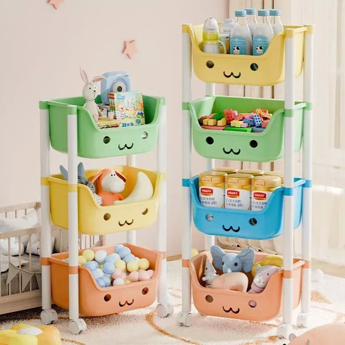Organizador de brinquedos carrinho 3 prateleiras colorido