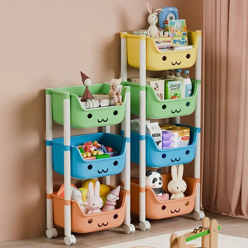 Organizador De Brinquedos Carrinho 3 Prateleiras Colorido