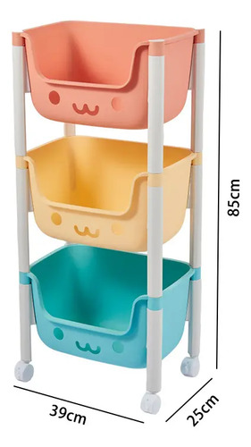 Organizador De Brinquedos Carrinho 3 Prateleiras Colorido