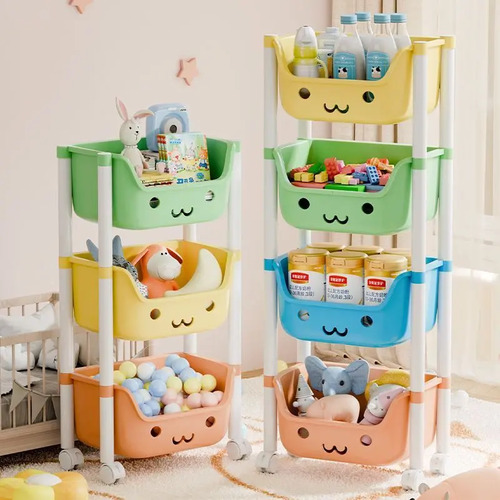 Organizador De Brinquedos Carrinho 3 Prateleiras Colorido