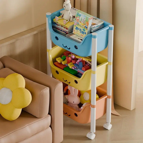 Organizador De Brinquedos Carrinho 3 Prateleiras Colorido