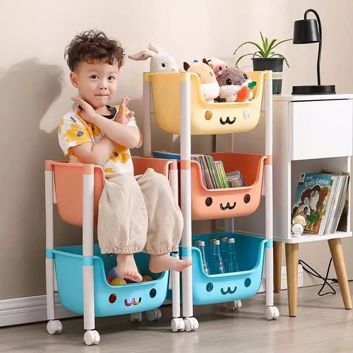 Organizador De Brinquedos Carrinho 3 Prateleiras Colorido
