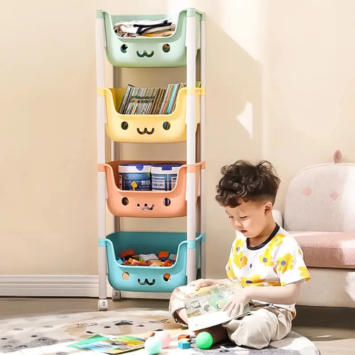 Organizador De Brinquedos Carrinho 3 Prateleiras Colorido