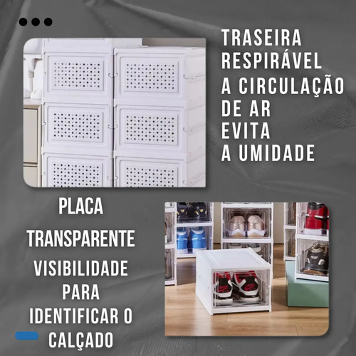 Organizador De Calçados 6 Pares Sapateira Modular Empilhável Branco Vertical Caixa de Tênis Fácil Montagem