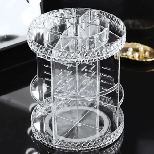 Organizador De Maquiagem Giratório 360° Em Acrílico Transparente Com Prateleiras Ajustáveis EPS-2577 Epsilon