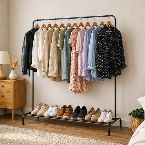 Organizador de roupas portatil grande metal p quarto closet