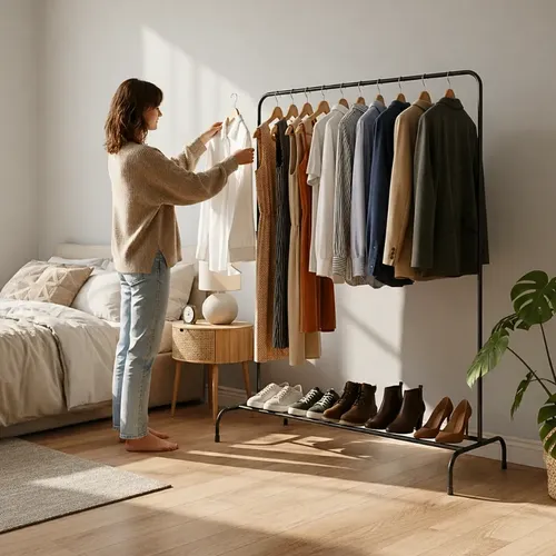 Organizador De Roupas Portátil Grande Metal P/ Quarto Closet