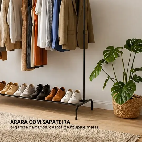 Organizador De Roupas Portátil Grande Metal P/ Quarto Closet