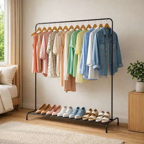 Organizador De Roupas Portátil Grande Metal P/ Quarto Closet