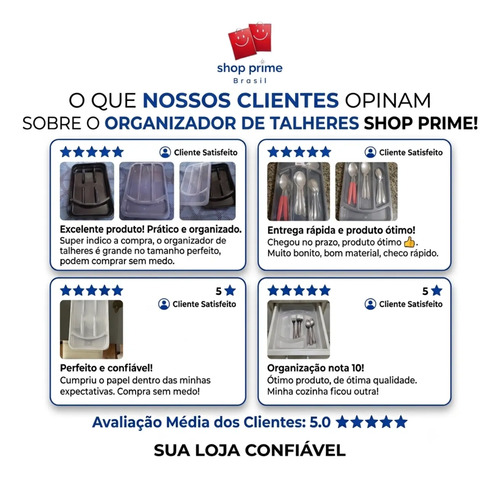 Organizador De Talheres Com Divisórias E Tampa Para Cozinha