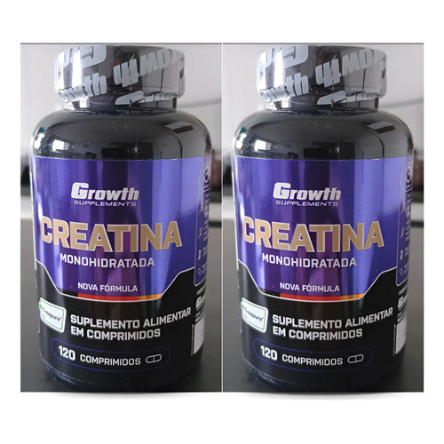 Pack 2 creatina creapure 120 comprimidos growth com nota f 1