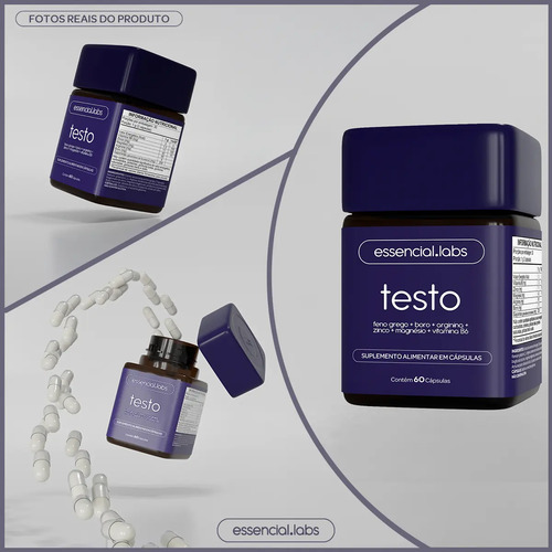 Pack 2 Testo Essencial: Suplemento para Homens com Feno Grego, Boro e Arginina