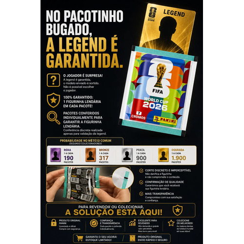 Pacote Bugado Figurinha Legend Extra Copa Do Mundo 2026