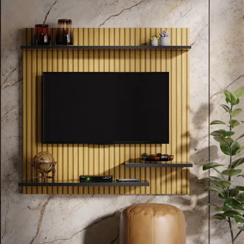 Painel para tv ate 32 polegadas compacto com 3 prateleiras