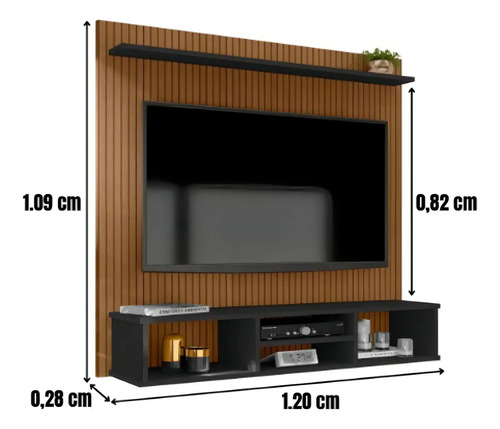 Painel Para Tv Até 50 Polegadas Estante Ripado 3d Everest Off White