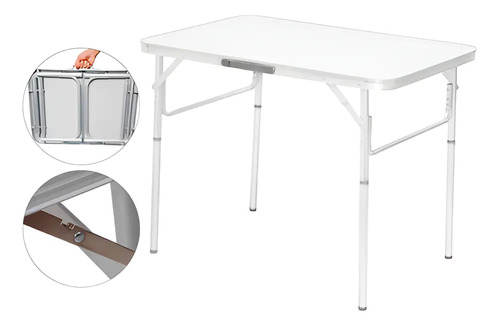 Palisad Mesa Alumínio Para Pescaria Acampamento Camping 90x60 cm vira maleta cor branco Pés Dobrável