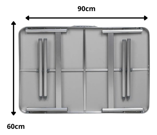Palisad Mesa Alumínio Para Pescaria Acampamento Camping 90x60 cm vira maleta cor branco Pés Dobrável