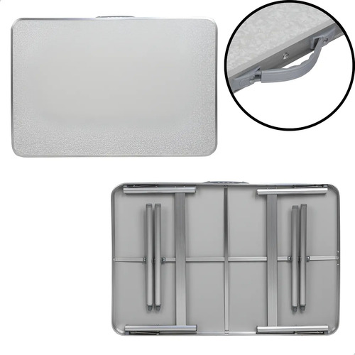 Palisad Mesa Alumínio Para Pescaria Acampamento Camping 90x60 cm vira maleta cor branco Pés Dobrável