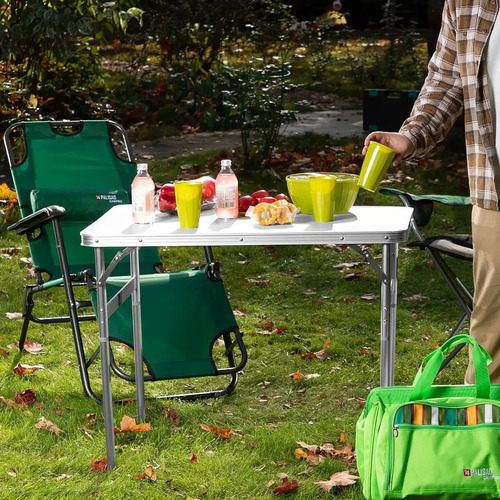 Palisad Mesa Alumínio Para Pescaria Acampamento Camping 90x60 cm vira maleta cor branco Pés Dobrável