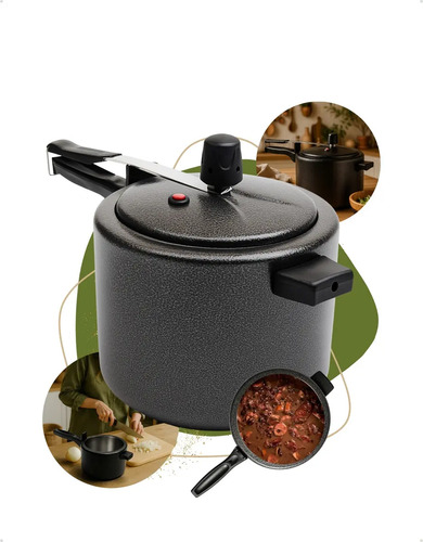Panela de pressao 45 litros aluminio preta segura reforcada