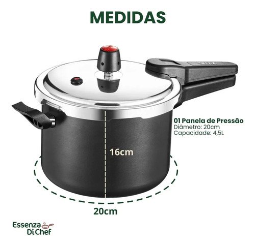 Panela De Pressão 4,5 Litros Antiaderente Fechamento Externo