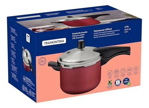Panela De Pressão 4,5l Tramontina Vancouver Effect 20591-720 Cor Vermelho