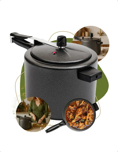 Panela de pressao 7 litros aluminio preta grande segura refo 1