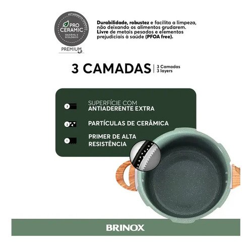 Panela De Pressão Brinox Indução Antiaderente Verde Botanika