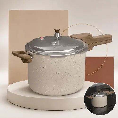 Panela de pressao ceramica antiaderente 42l granito creme