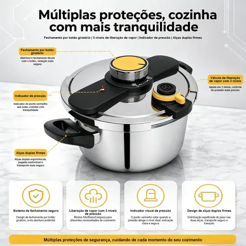 Panela De Pressão De Aço Inoxidável De 10l,três Velocidades