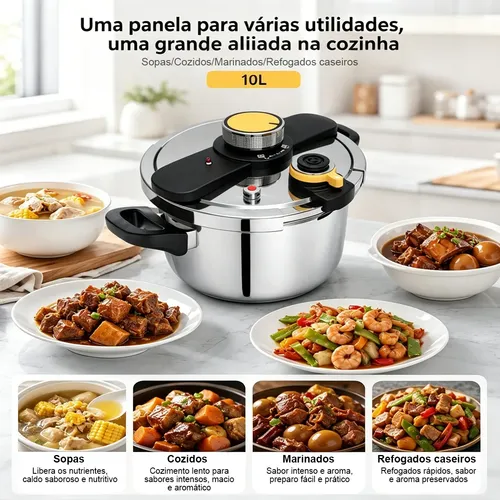 Panela De Pressão De Aço Inoxidável De 10l,três Velocidades