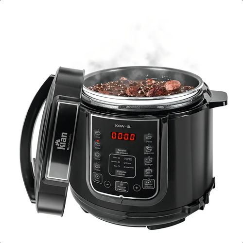Panela de pressao eletrica 5 litros aco inox preto multifunc 1