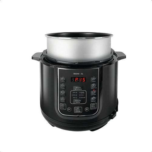 Panela de Pressão Elétrica 5 Litros Aço Inox Preto Multifuncional Kian Ppe 101