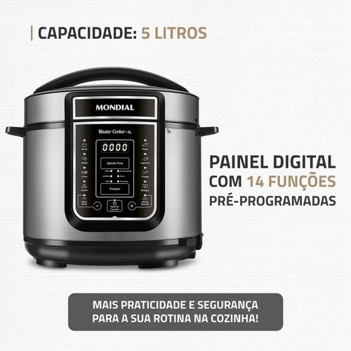 Panela de Pressão Elétrica Digital 5L Mondial 900W - PE-38