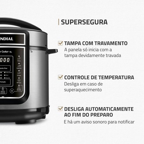 Panela de Pressão Elétrica Digital 5L Mondial 900W - PE-38
