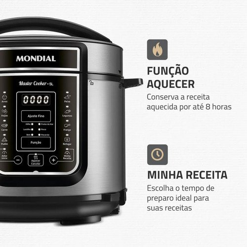 Panela de Pressão Elétrica Digital 5L Mondial 900W - PE-38