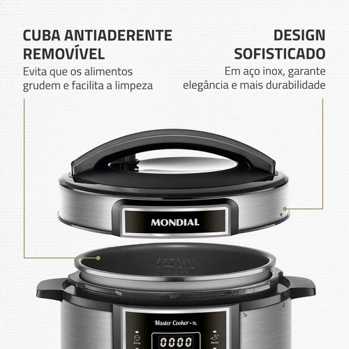 Panela de Pressão Elétrica Digital 5L Mondial 900W - PE-38
