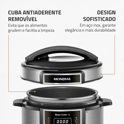 Panela de Pressão Elétrica Digital 5L, Mondial 900W - PE-38