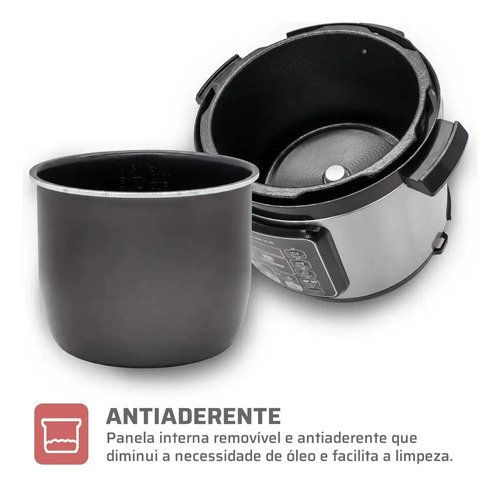 Panela De Pressão Elétrica Digital 6l, Fmaxx, Inox 1000w Cinza 60hz